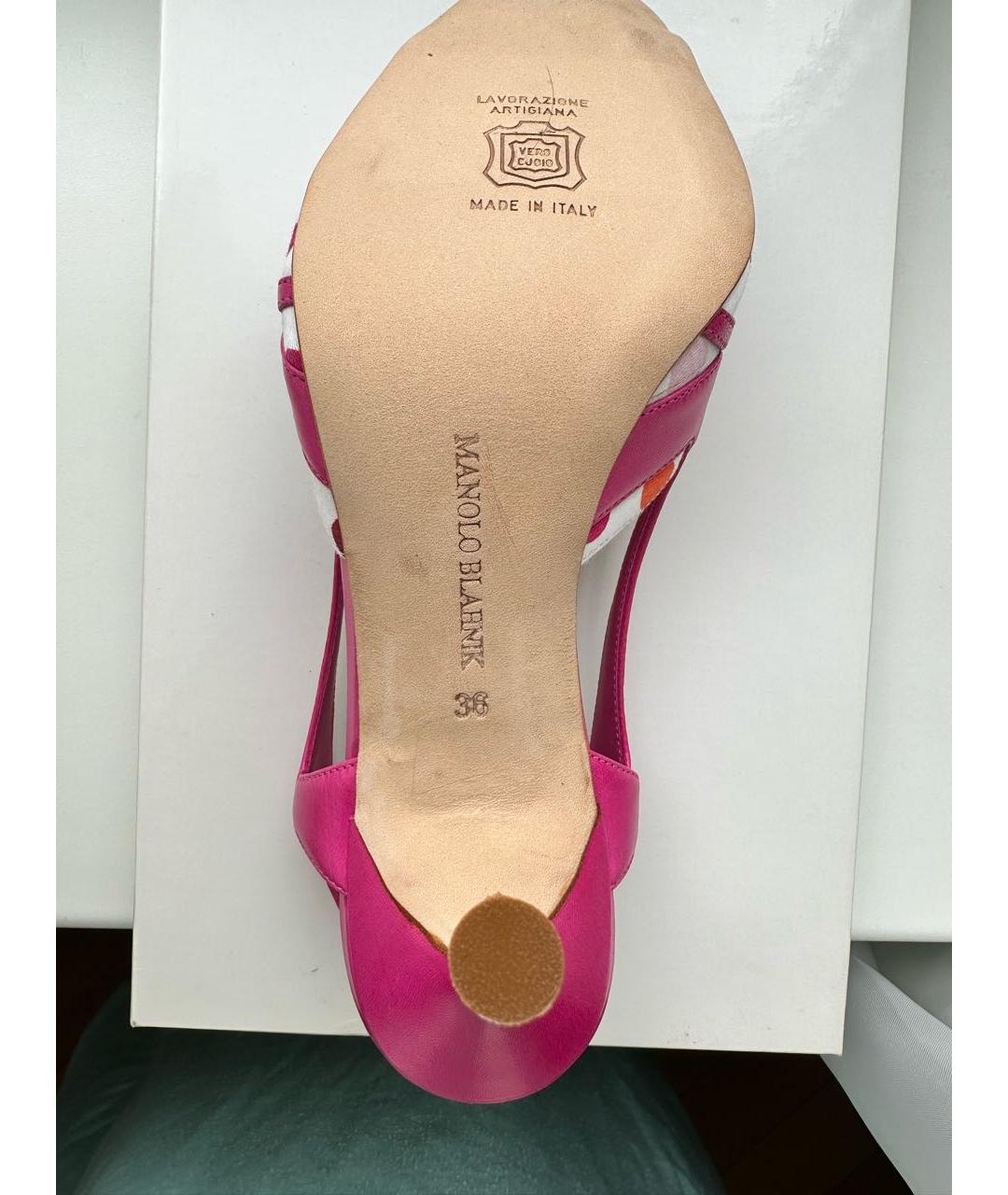 MANOLO BLAHNIK Розовые кожаные босоножки, фото 6