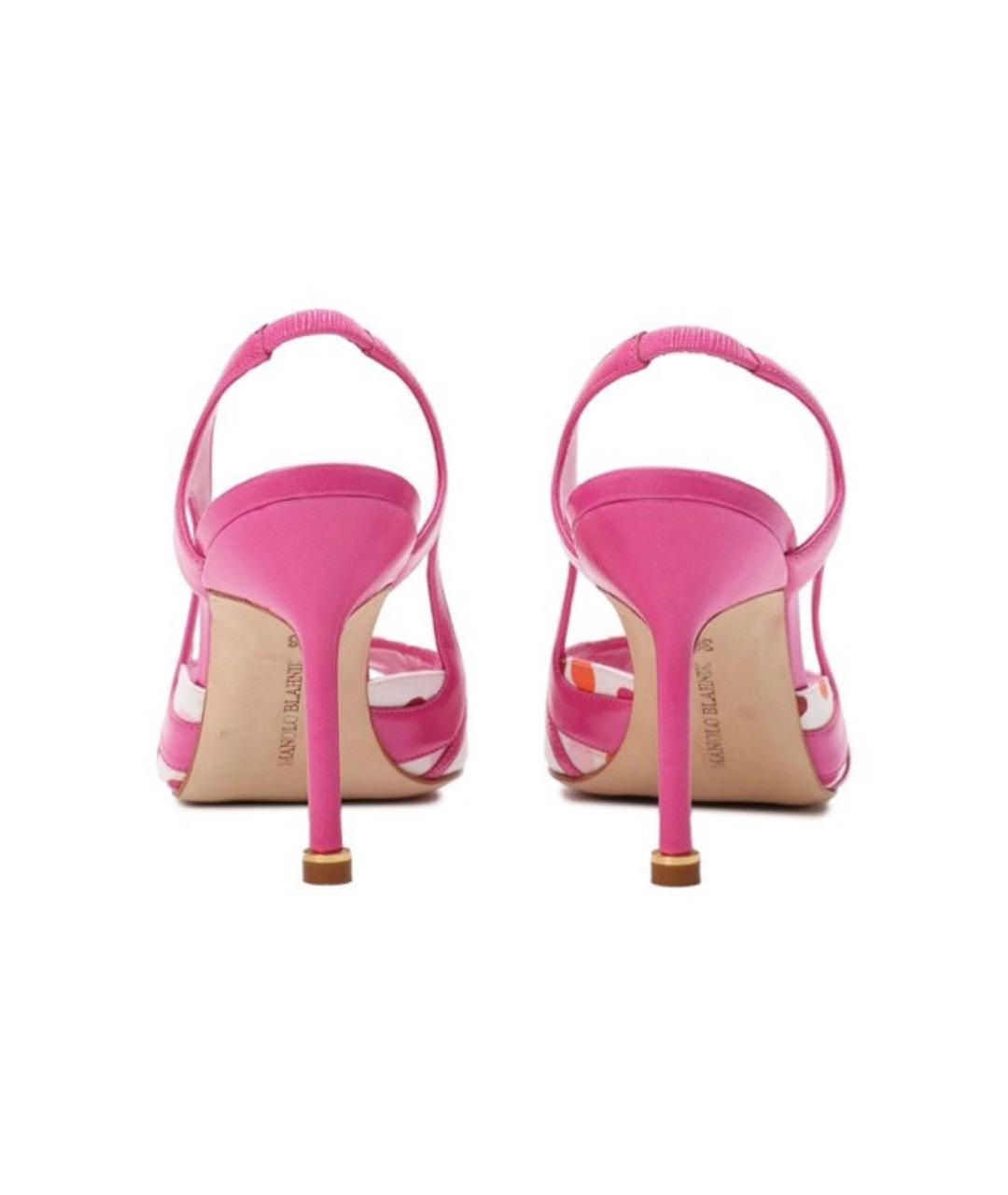 MANOLO BLAHNIK Розовые кожаные босоножки, фото 4