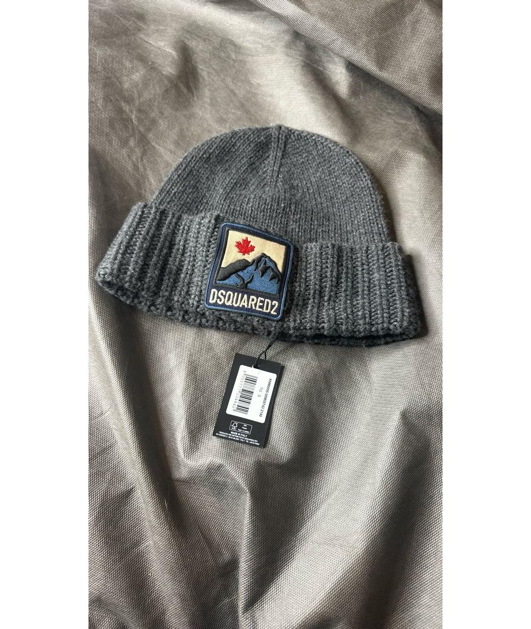 DSQUARED2 Серая шерстяная шапка, фото 5