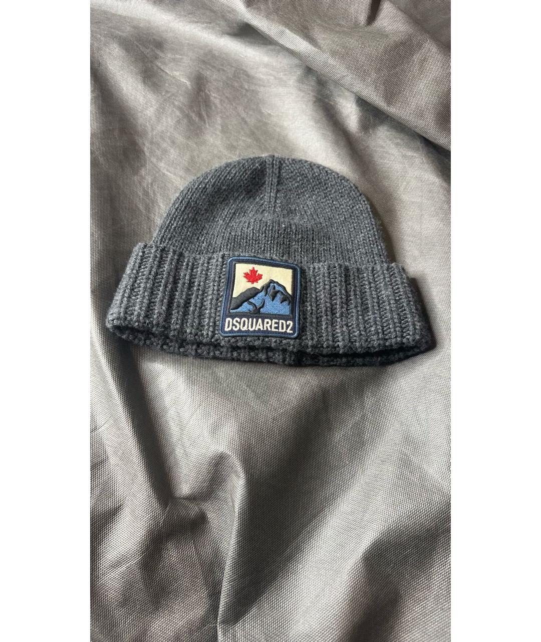 DSQUARED2 Серая шерстяная шапка, фото 6