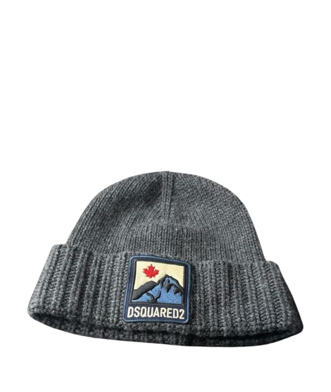 DSQUARED2 Серая шерстяная шапка, фото 1