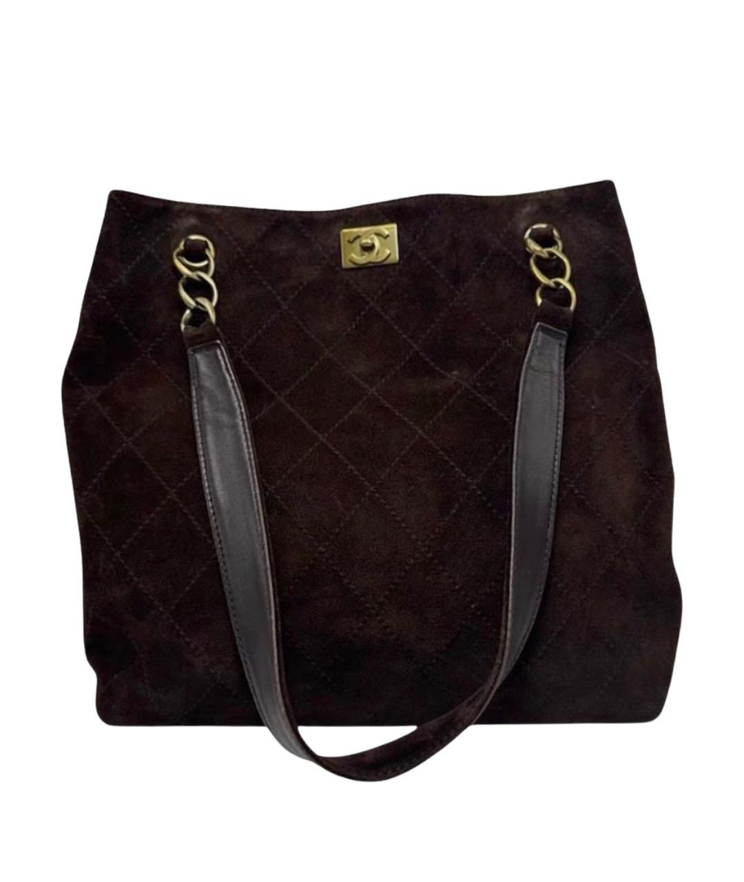 CHANEL Коричневая замшевая сумка тоут, фото 1