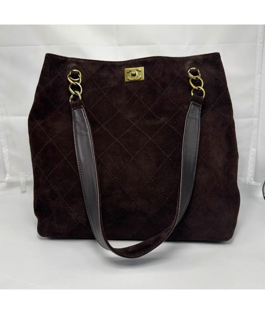 CHANEL Коричневая замшевая сумка тоут, фото 2