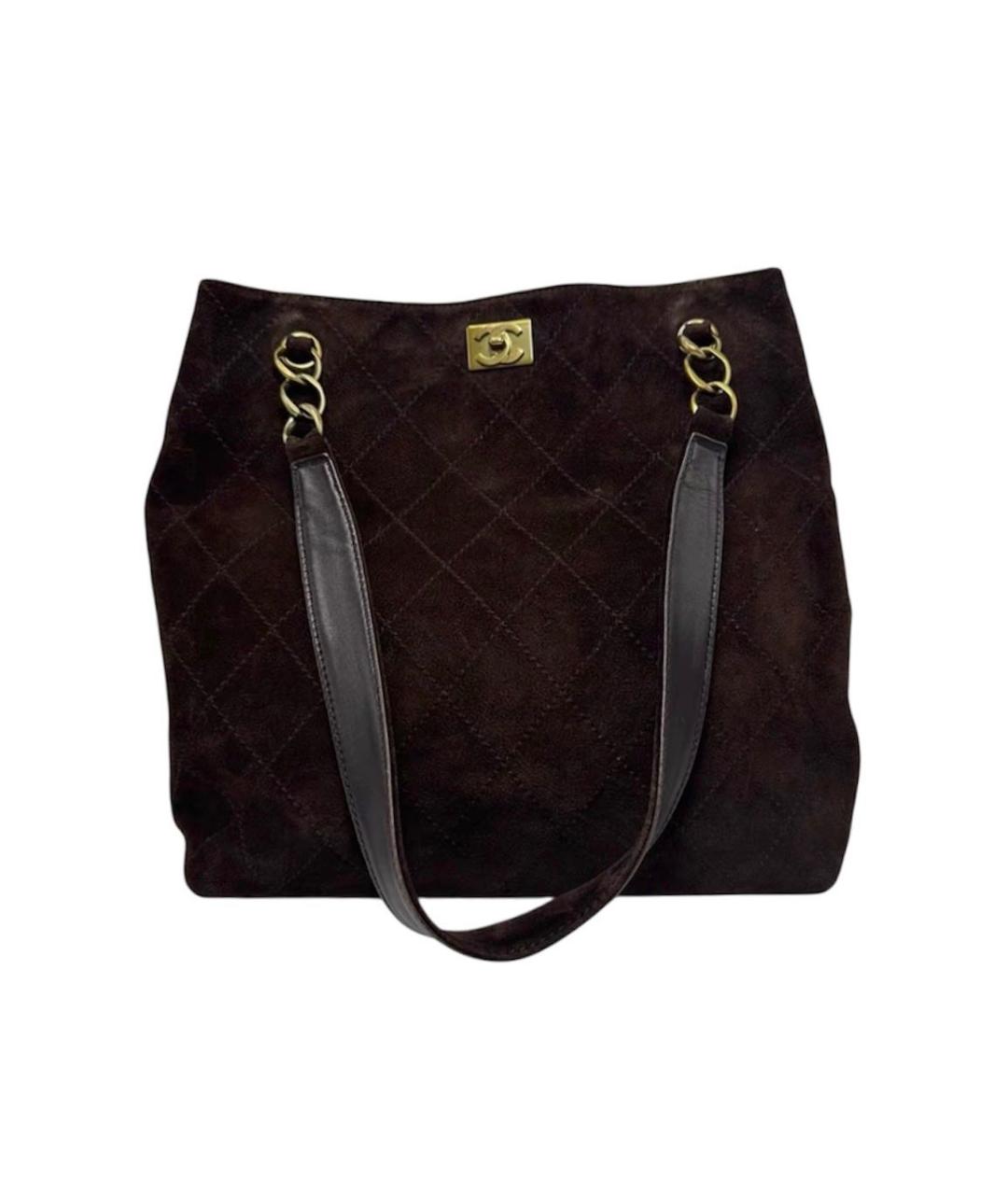 CHANEL Коричневая замшевая сумка тоут, фото 9