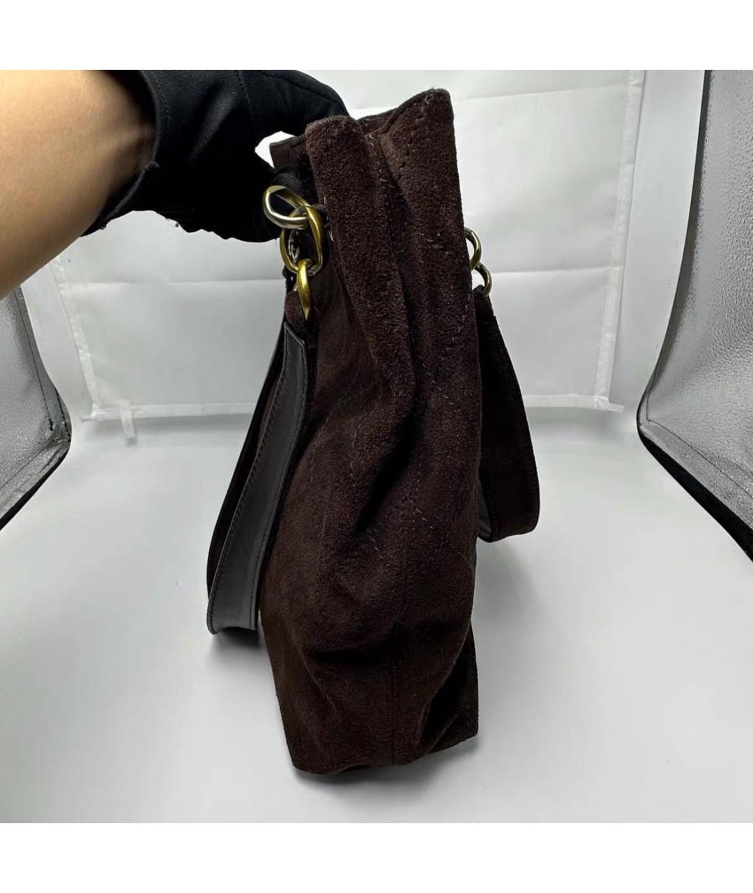 CHANEL Коричневая замшевая сумка тоут, фото 6