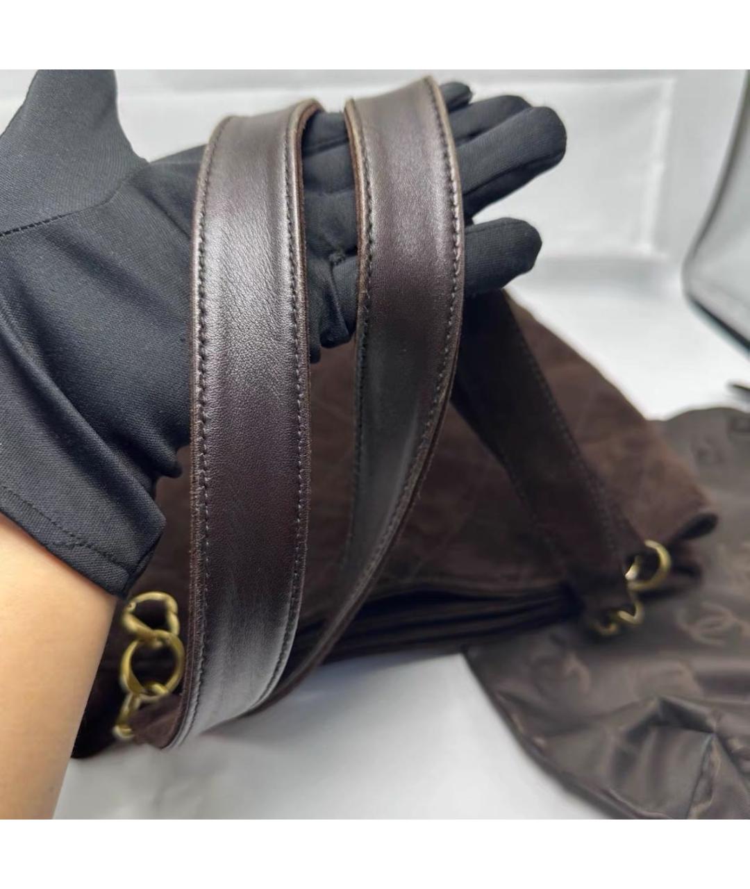 CHANEL Коричневая замшевая сумка тоут, фото 8