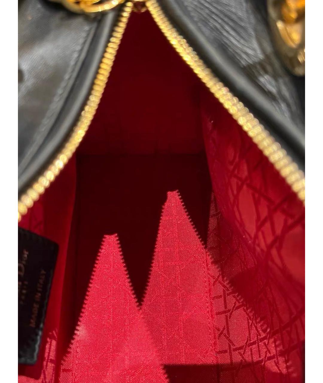 CHRISTIAN DIOR Черная кожаная сумка с короткими ручками, фото 4