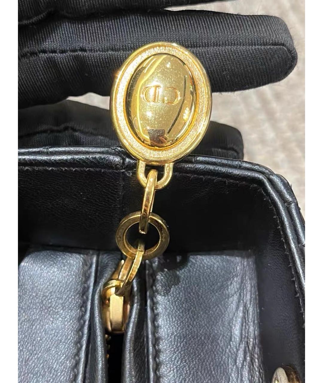 CHRISTIAN DIOR Черная кожаная сумка с короткими ручками, фото 8
