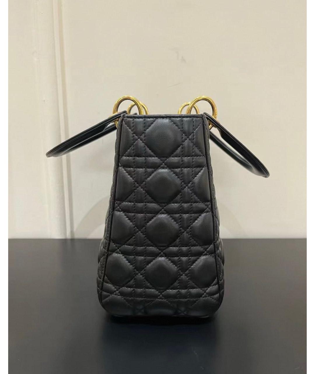 CHRISTIAN DIOR Черная кожаная сумка с короткими ручками, фото 5