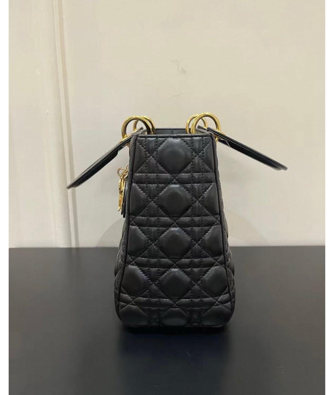 CHRISTIAN DIOR Черная кожаная сумка с короткими ручками, фото 6