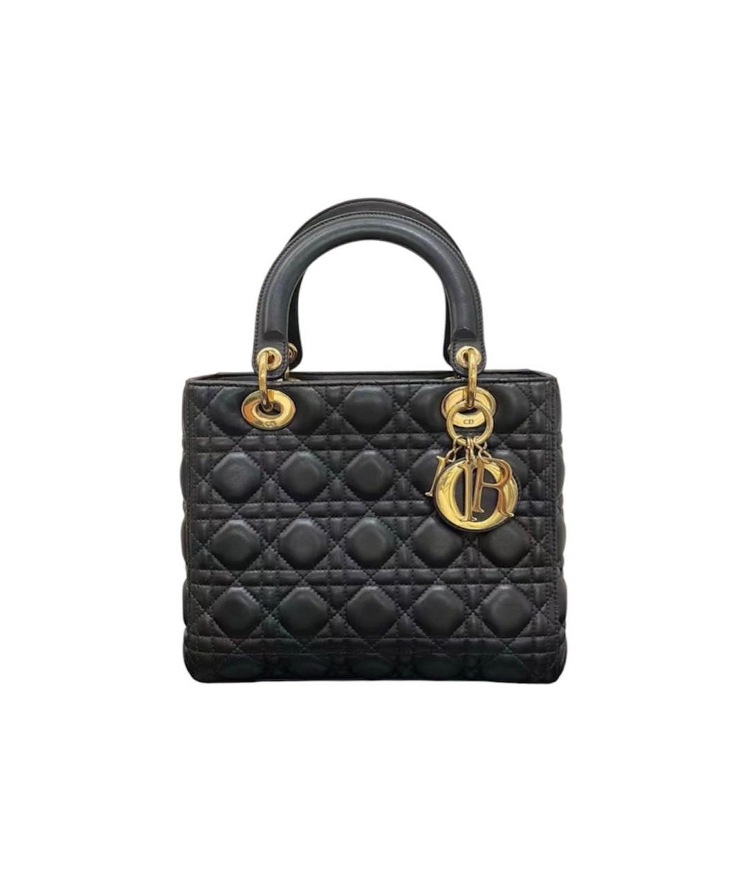 CHRISTIAN DIOR Черная кожаная сумка с короткими ручками, фото 9