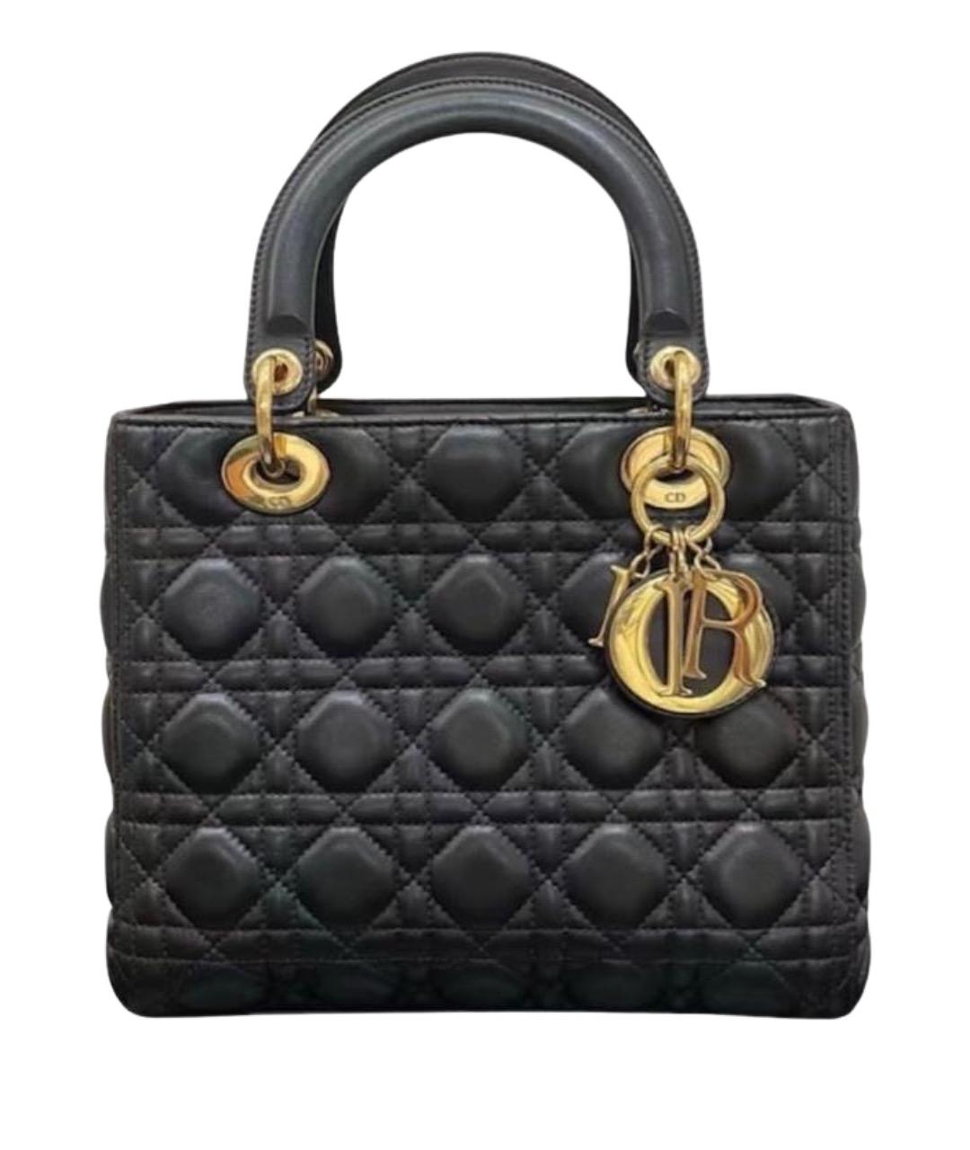 CHRISTIAN DIOR Черная кожаная сумка с короткими ручками, фото 1