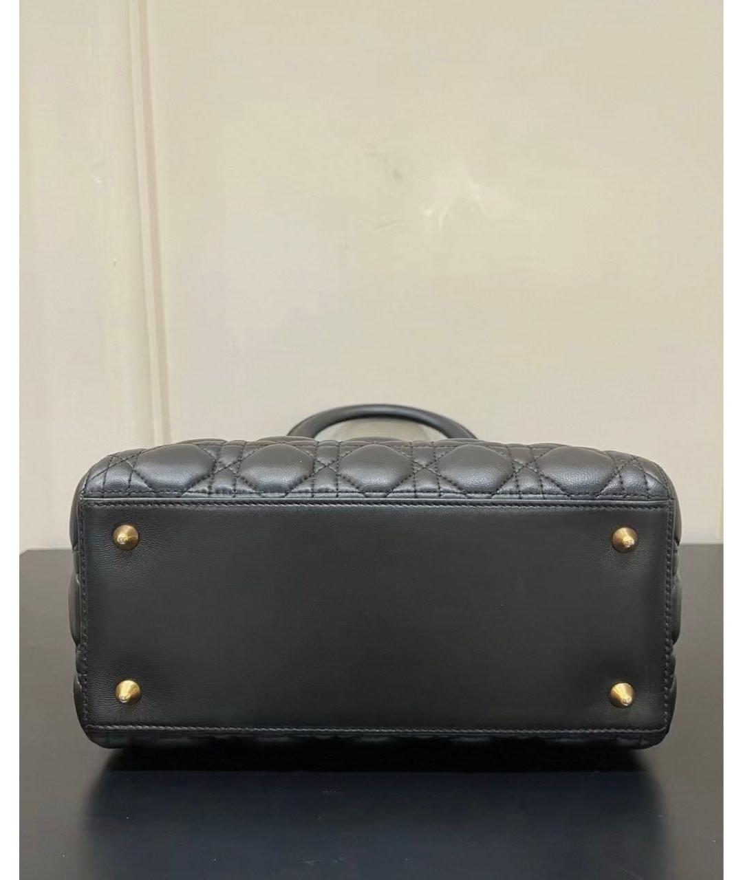 CHRISTIAN DIOR Черная кожаная сумка с короткими ручками, фото 7