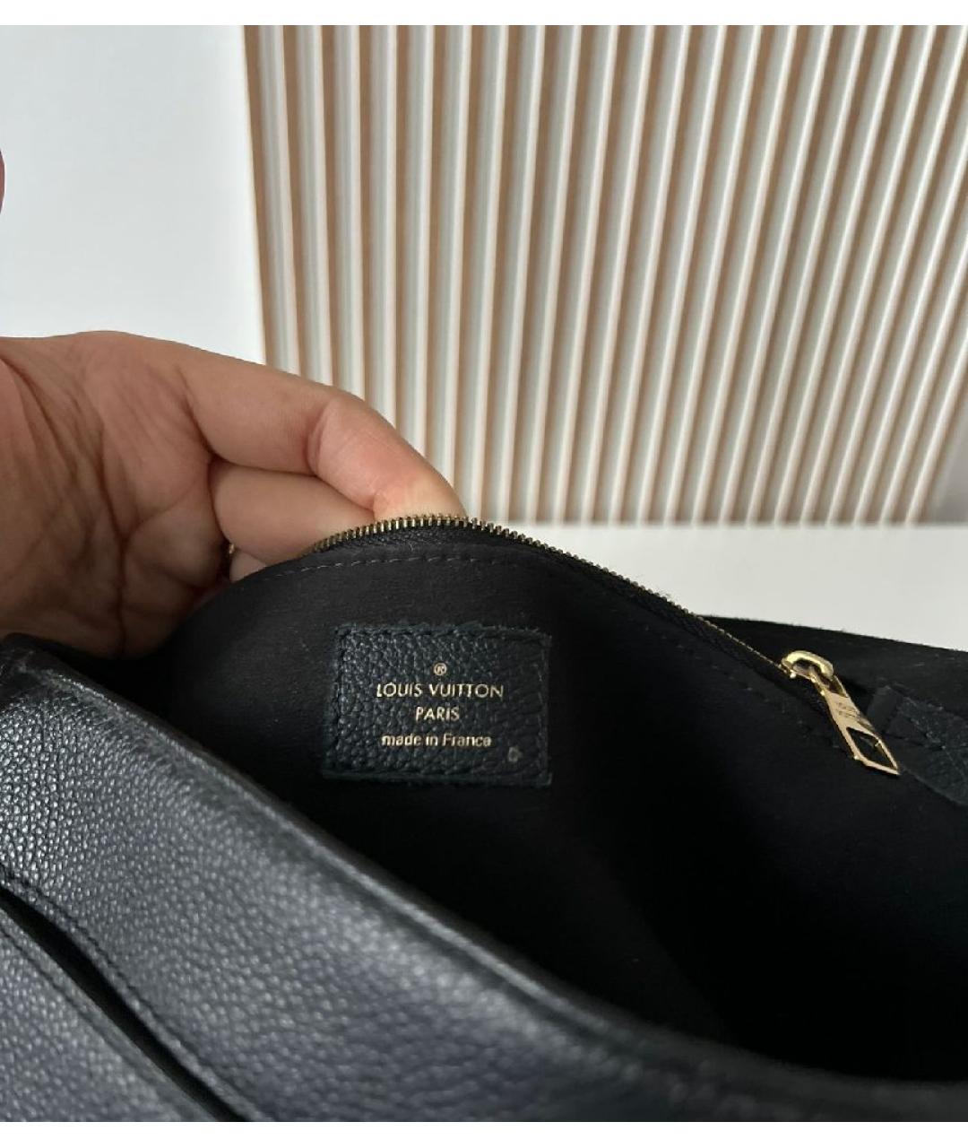 LOUIS VUITTON Черная кожаная сумка с короткими ручками, фото 5