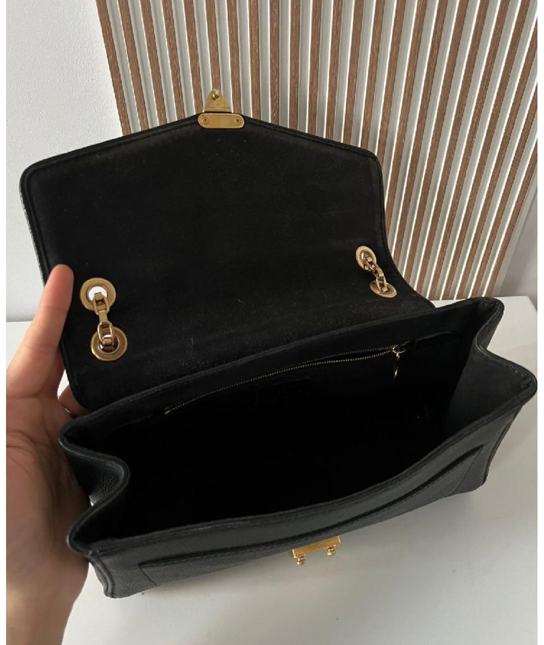 LOUIS VUITTON Черная кожаная сумка с короткими ручками, фото 6