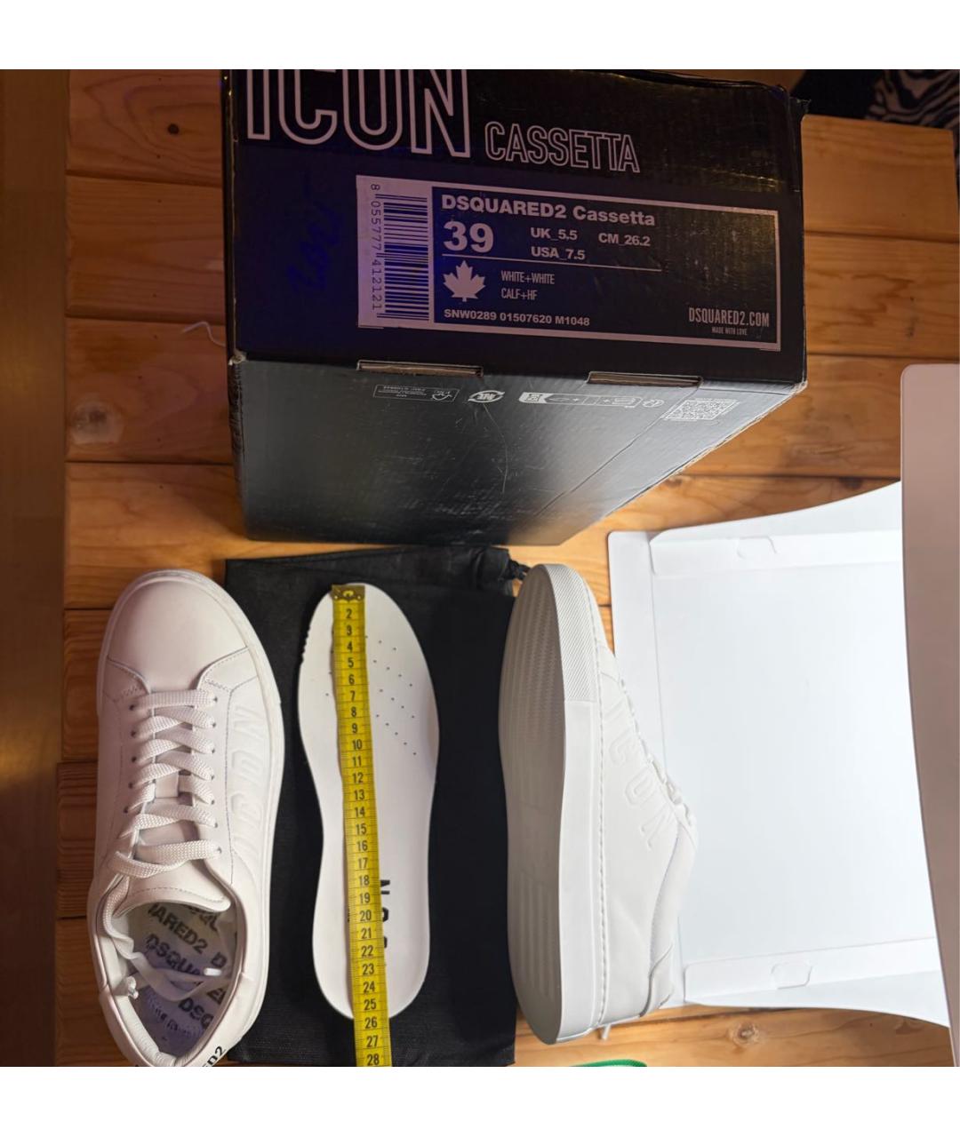 DSQUARED2 Белые кожаные кеды, фото 4