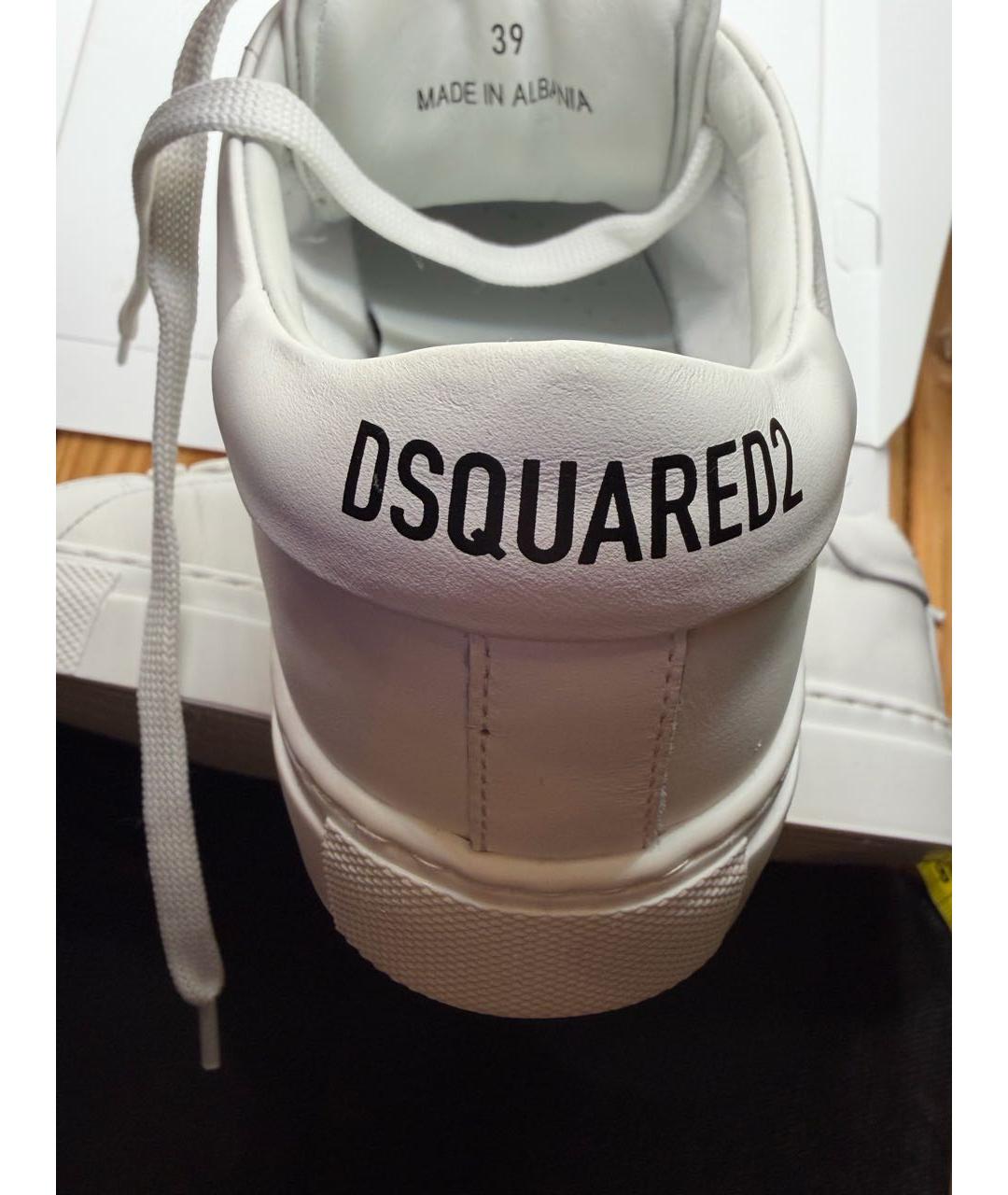 DSQUARED2 Белые кожаные кеды, фото 5