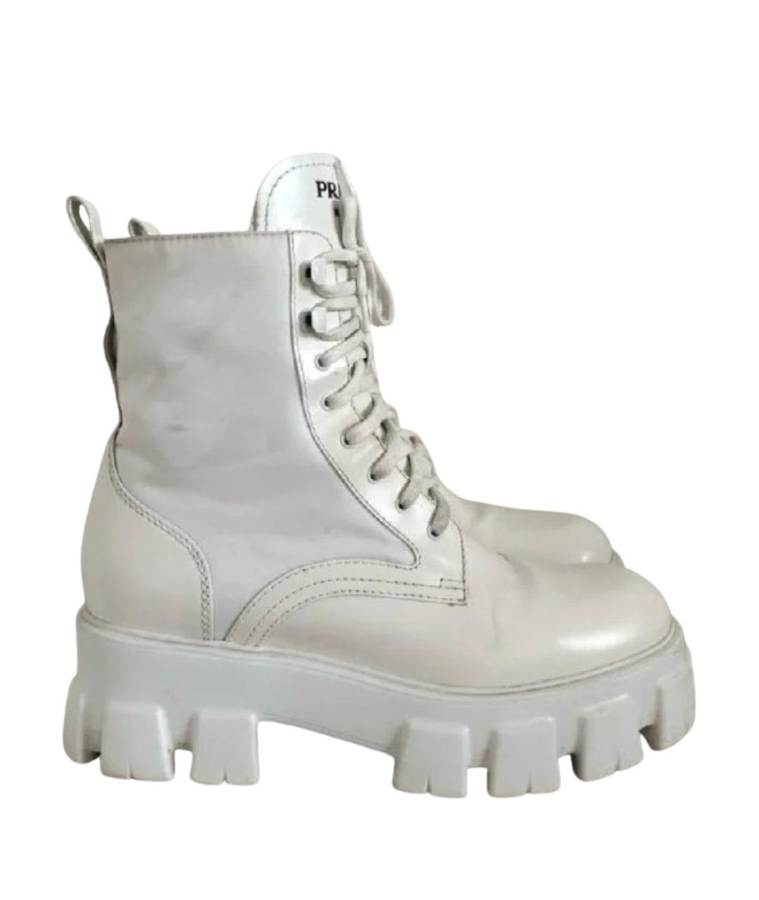 PRADA Белые кожаные ботинки, фото 1