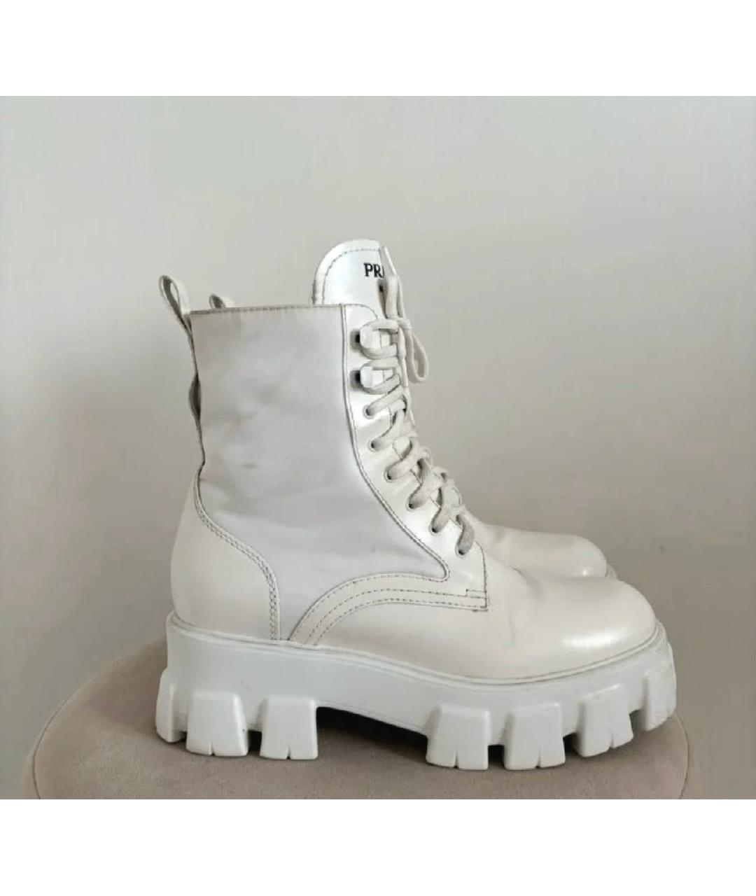PRADA Белые кожаные ботинки, фото 6