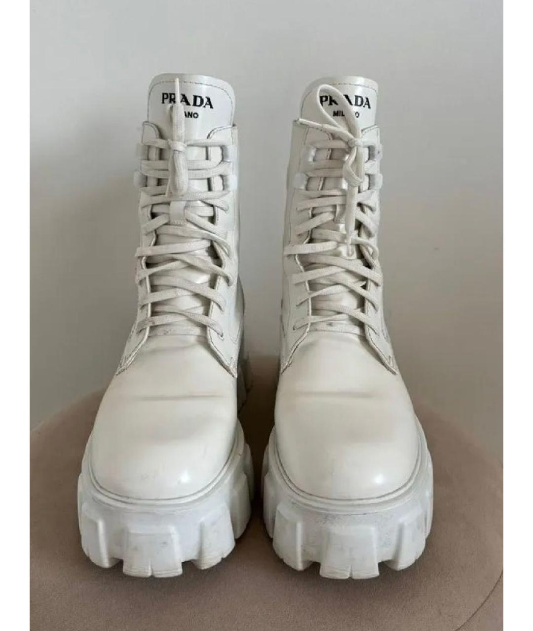 PRADA Белые кожаные ботинки, фото 2