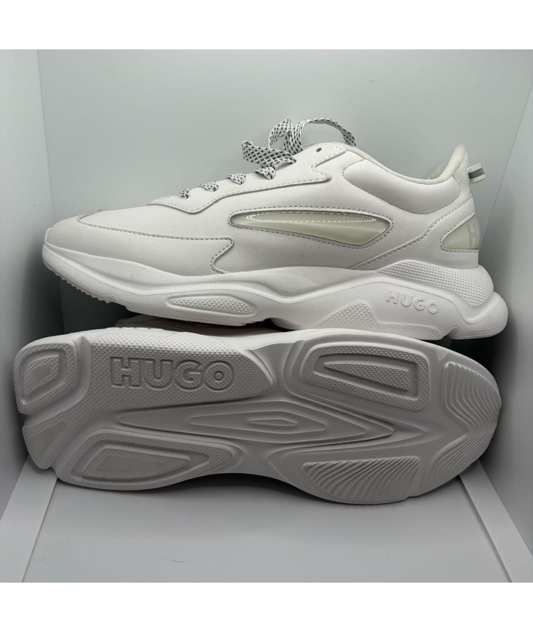 HUGO Белые кожаные низкие кроссовки / кеды, фото 5