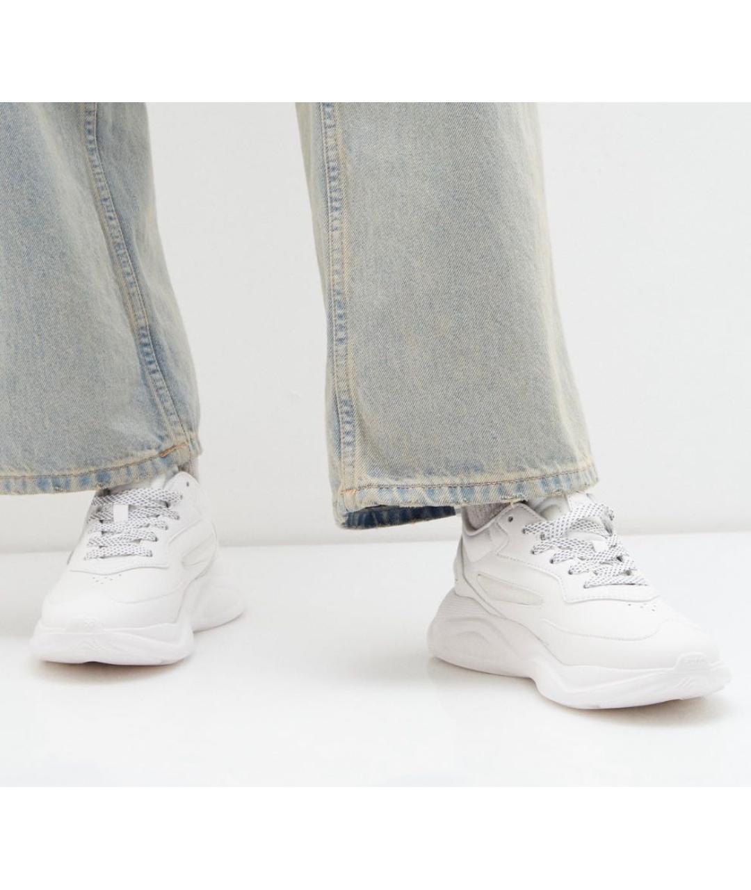 HUGO Белые кожаные низкие кроссовки / кеды, фото 7