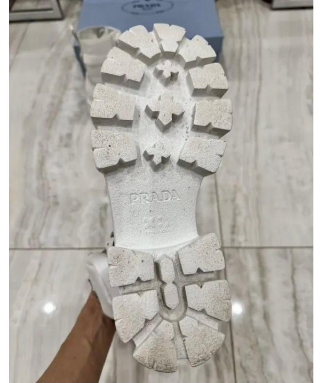 PRADA Белые кожаные ботинки, фото 6