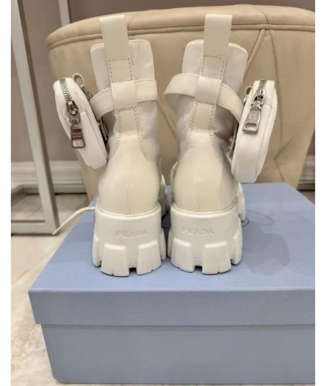 PRADA Белые кожаные ботинки, фото 4