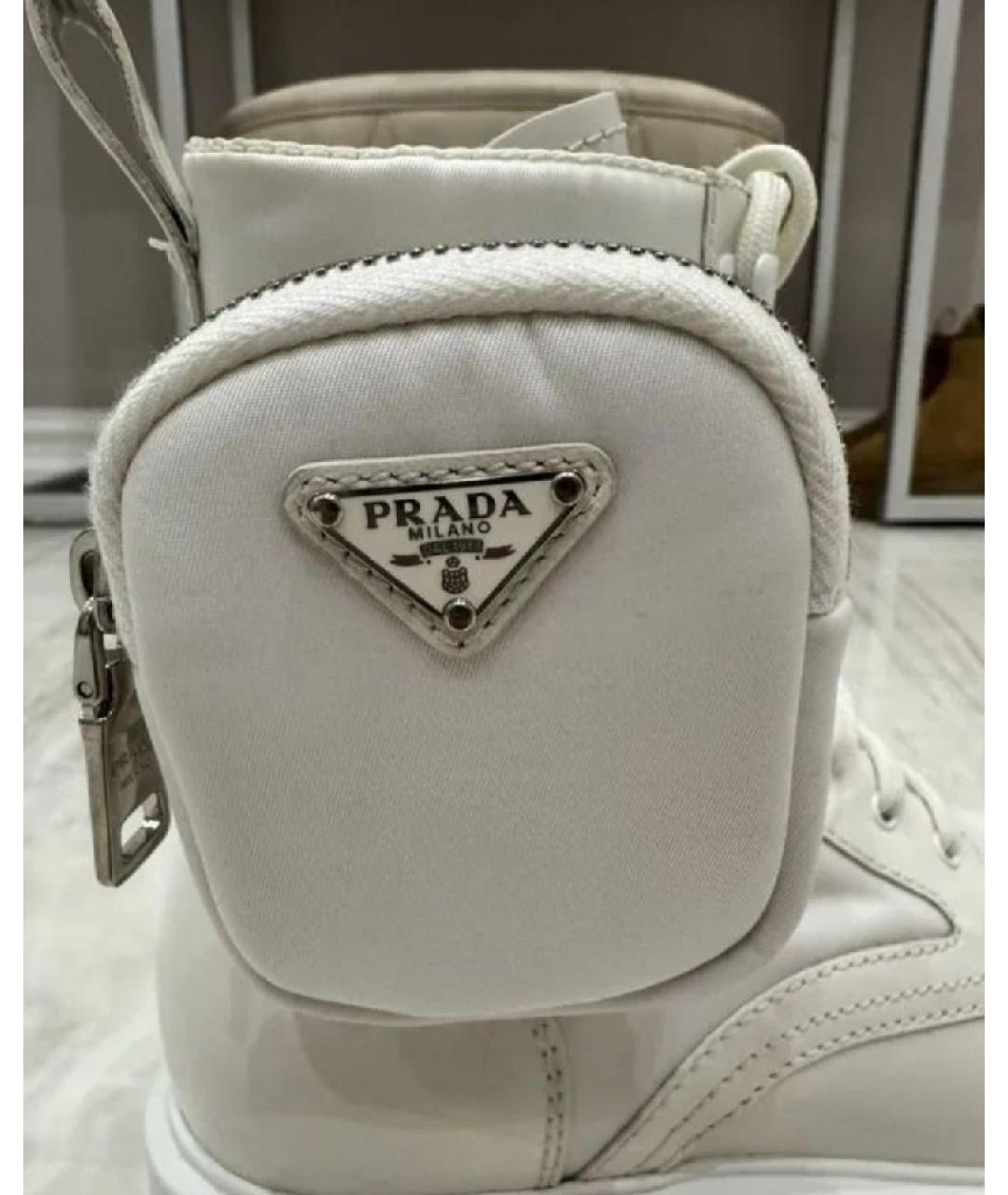 PRADA Белые кожаные ботинки, фото 5