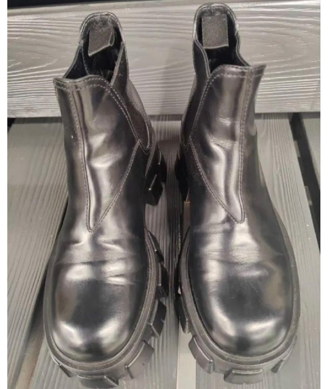 PRADA Черные кожаные полусапоги, фото 2