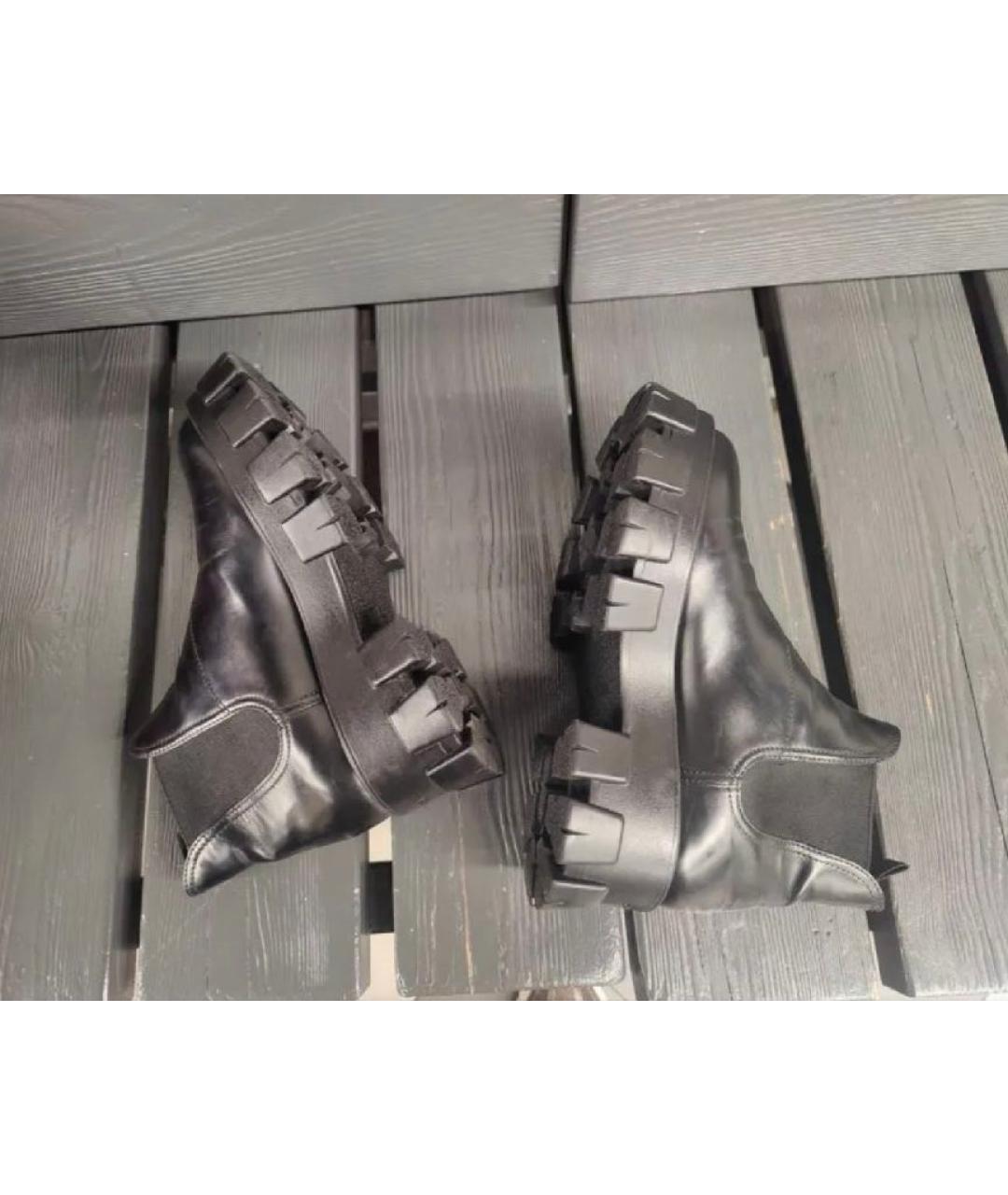 PRADA Черные кожаные полусапоги, фото 6