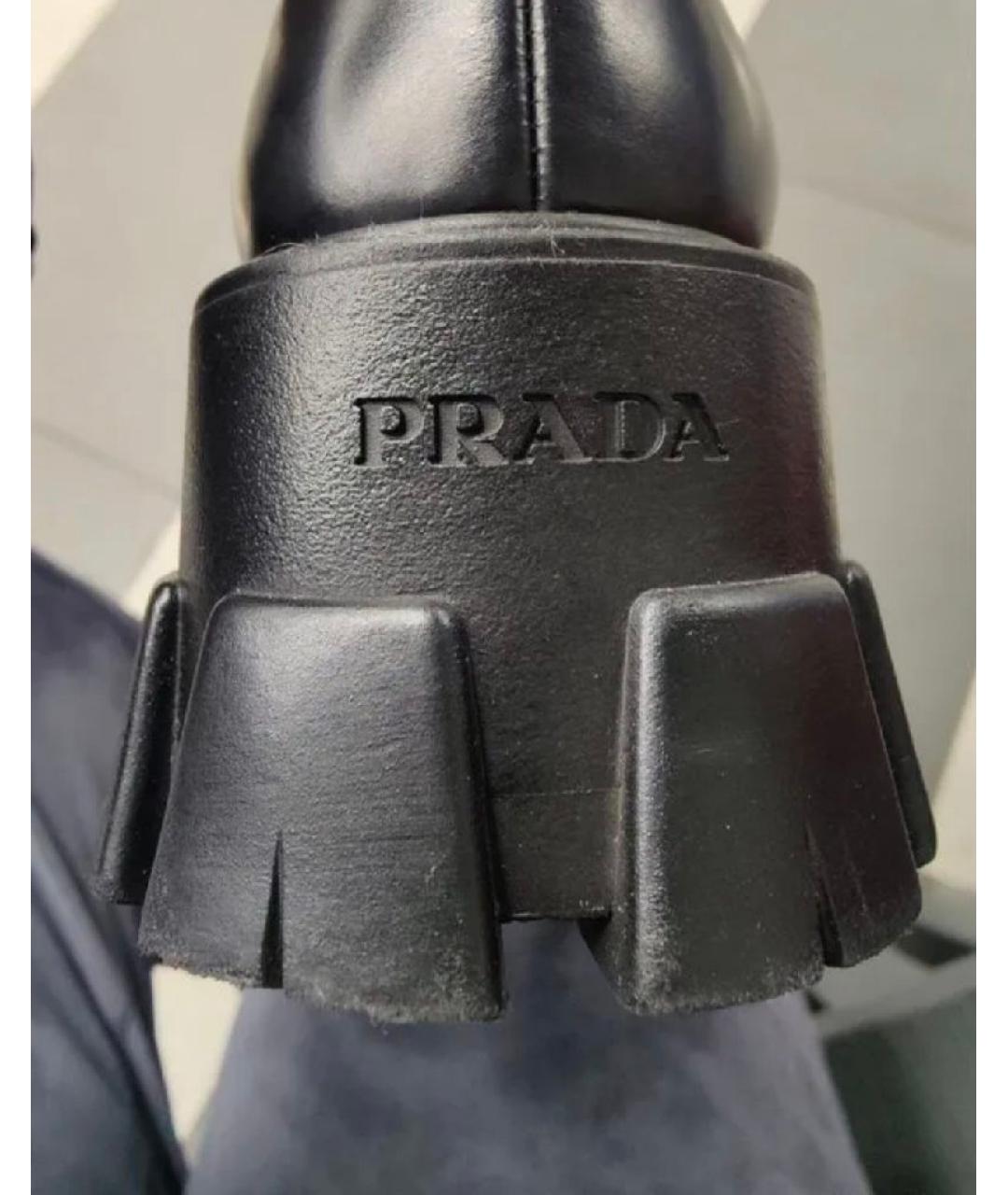 PRADA Черные кожаные полусапоги, фото 4