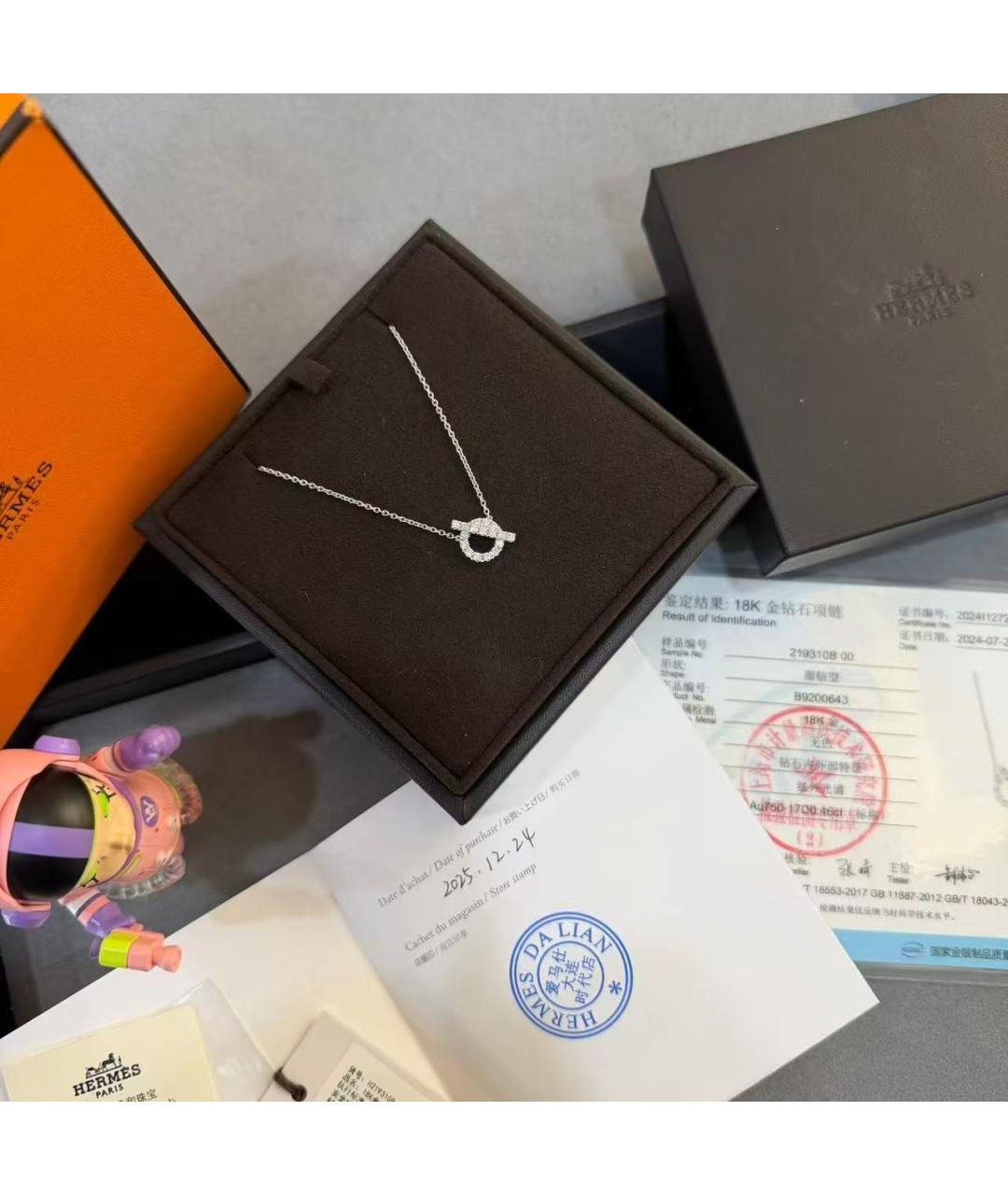 HERMES Серебряное колье из белого золота, фото 3