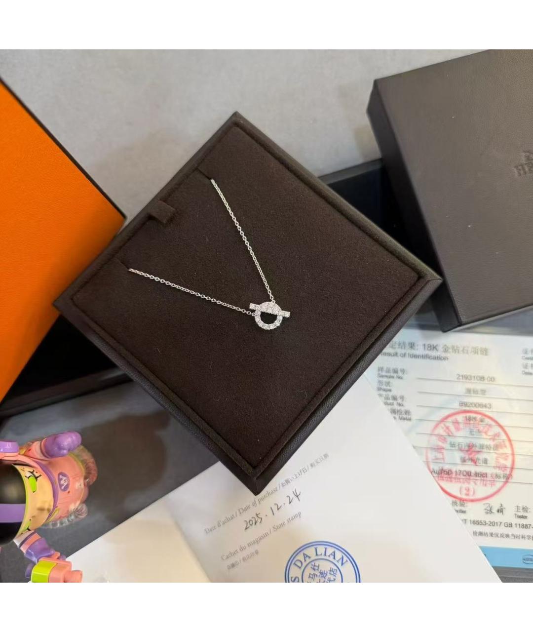 HERMES Серебряное колье из белого золота, фото 4