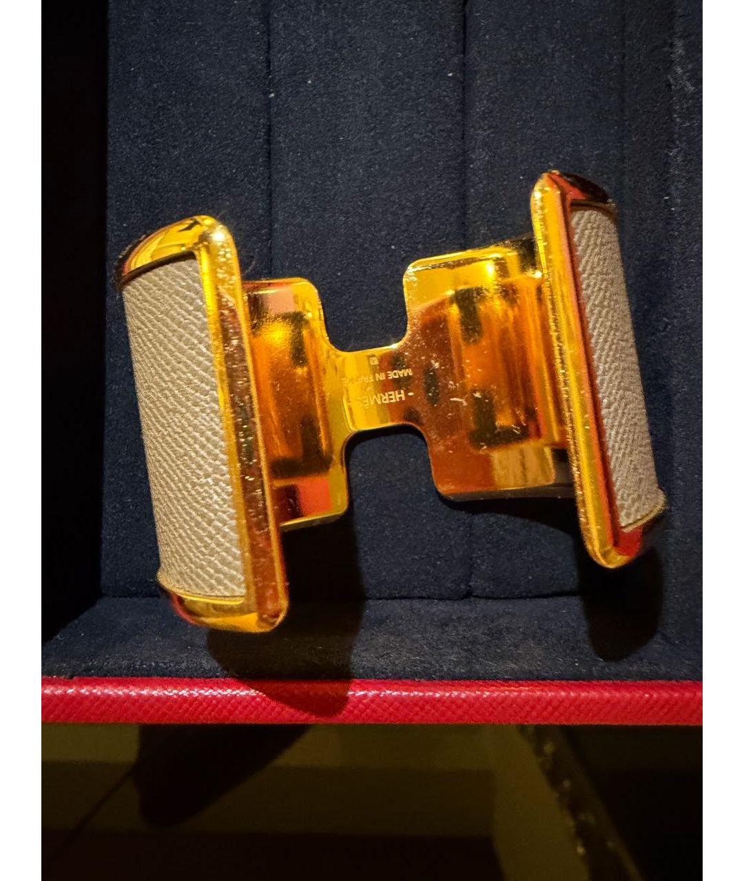 HERMES Золотой кожаный браслет, фото 2