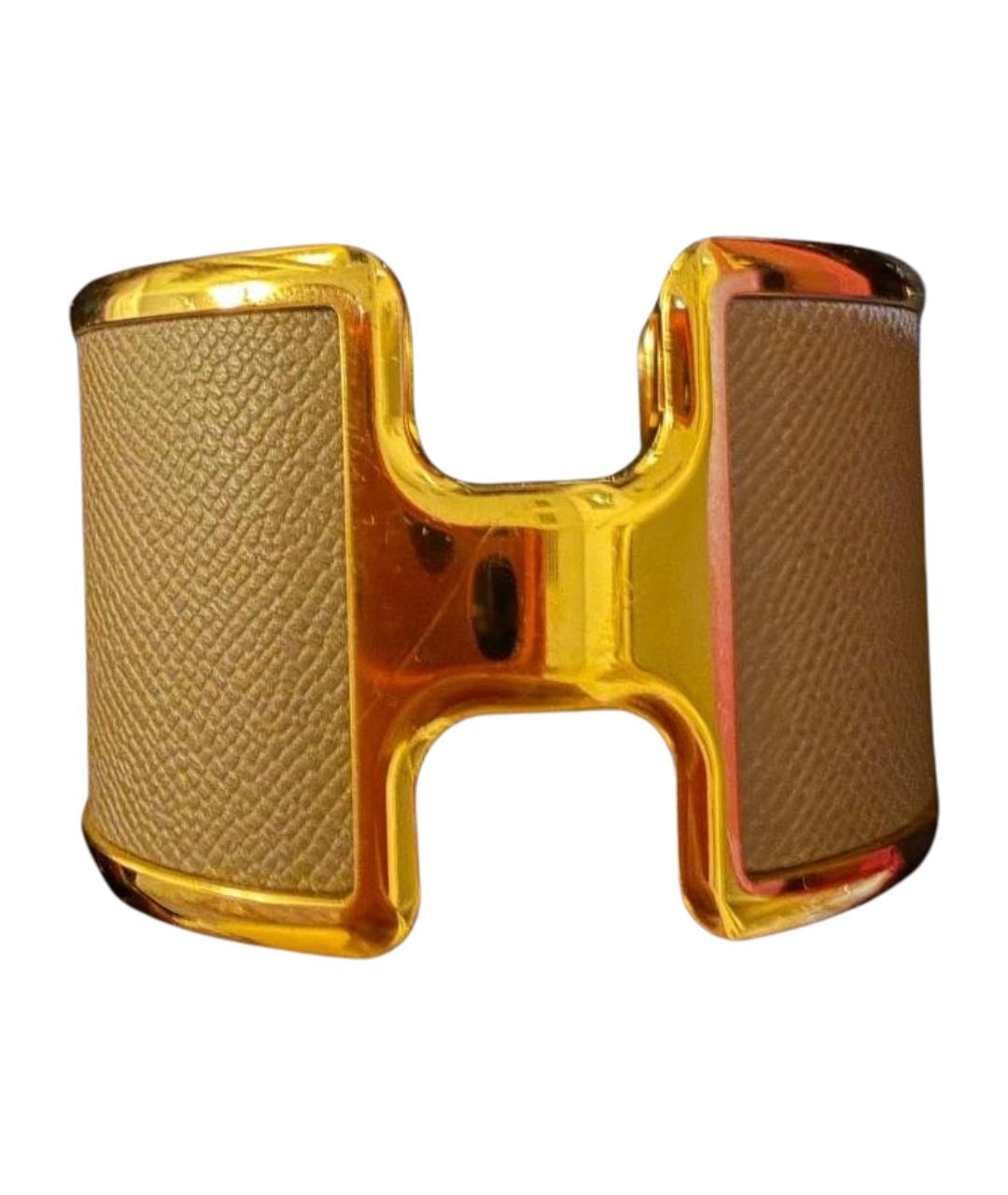 HERMES Золотой кожаный браслет, фото 1