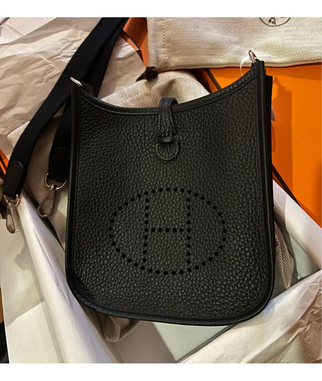 HERMES Черная кожаная сумка через плечо, фото 5