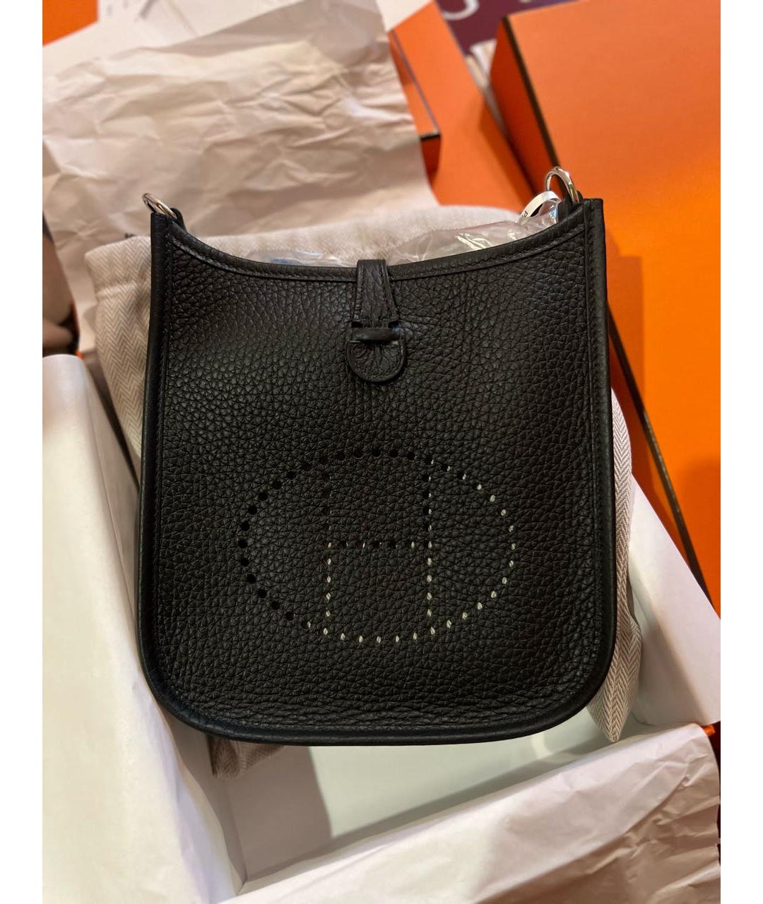 HERMES Черная кожаная сумка через плечо, фото 4