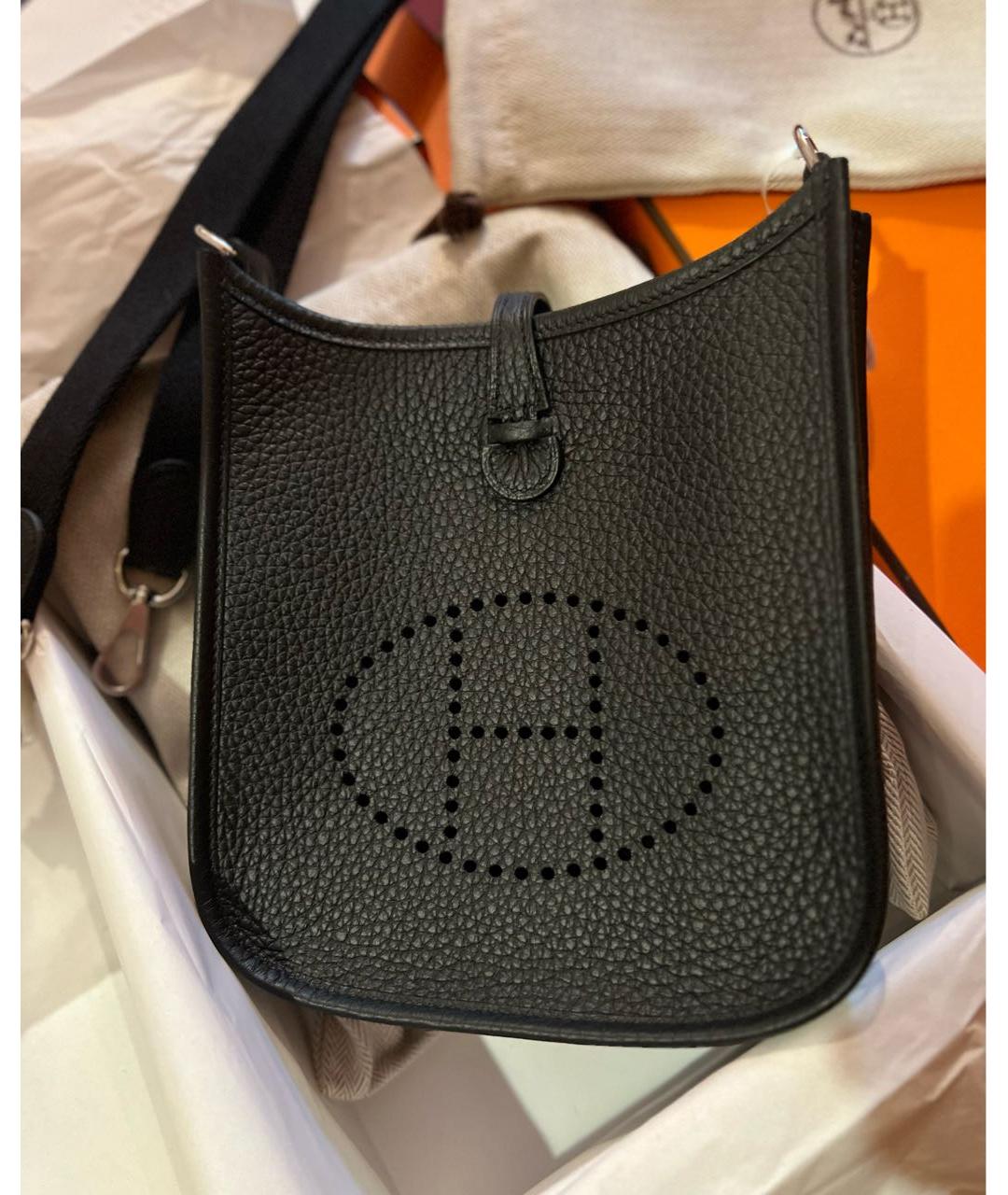 HERMES Черная кожаная сумка через плечо, фото 6