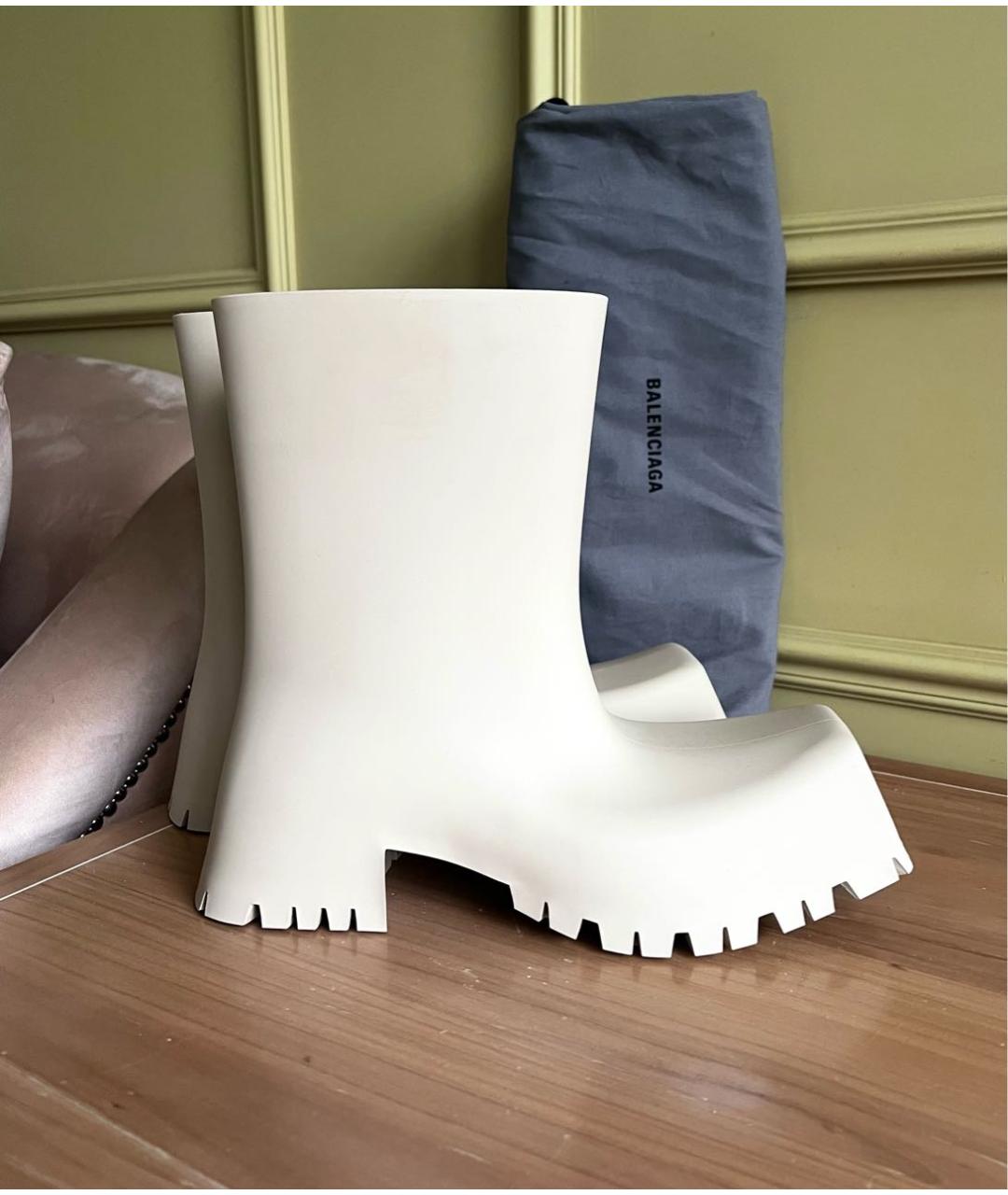 BALENCIAGA Бежевые резиновые сапоги, фото 9