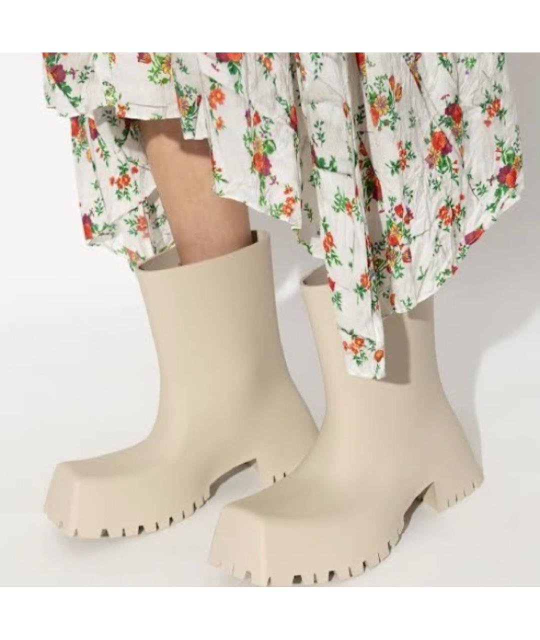 BALENCIAGA Бежевые резиновые сапоги, фото 7