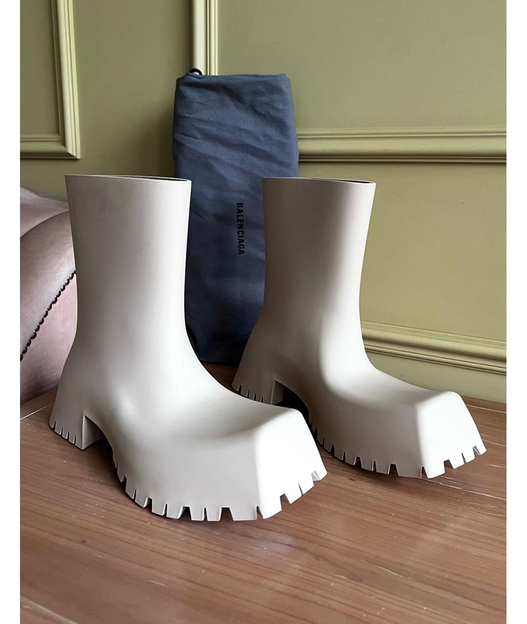 BALENCIAGA Бежевые резиновые сапоги, фото 8