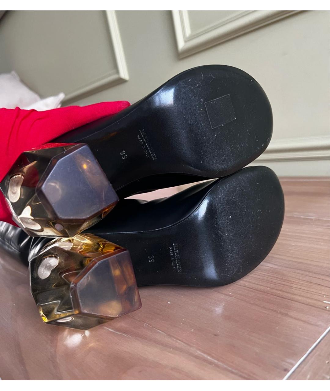 JIL SANDER Черные кожаные сапоги, фото 8