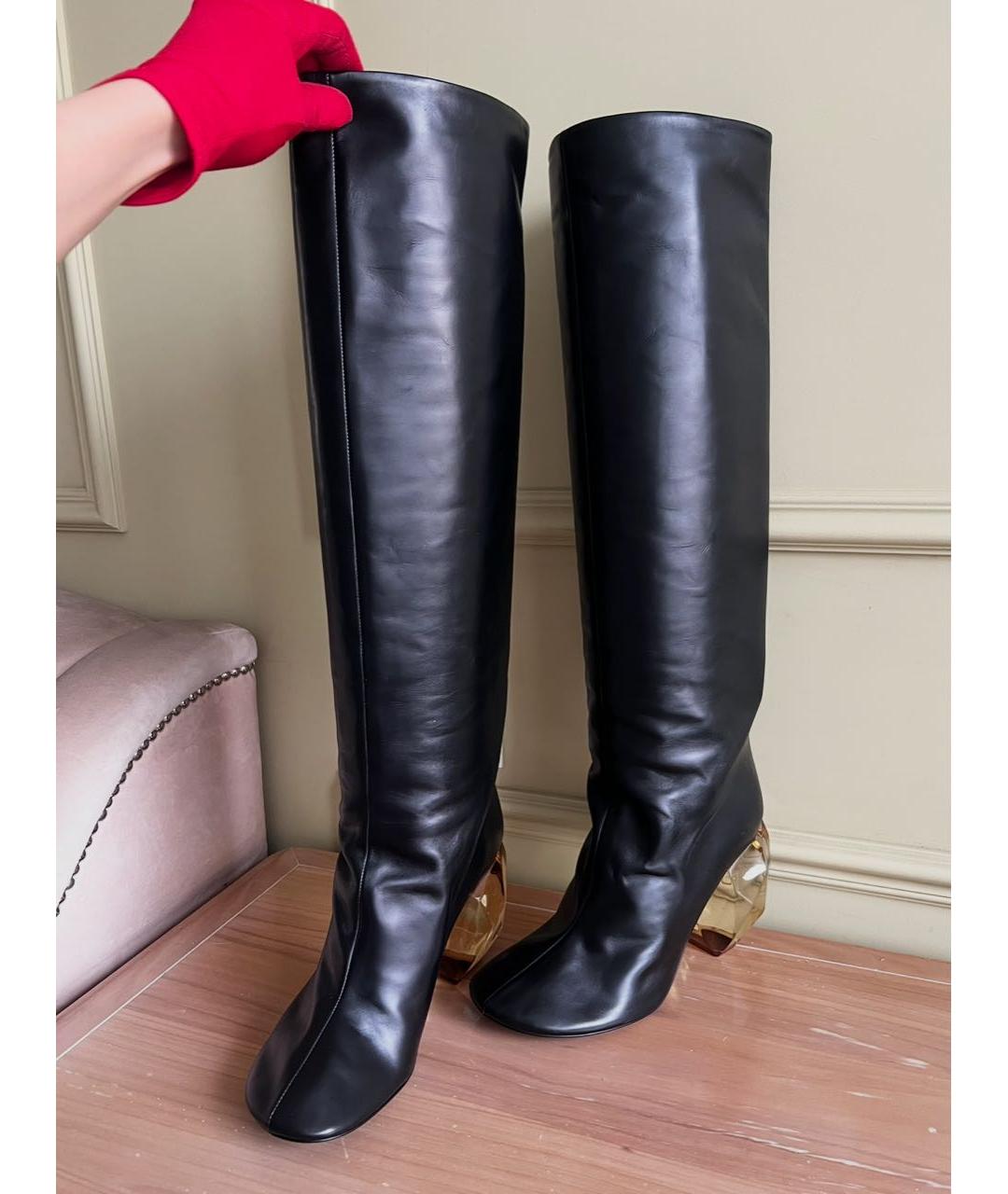 JIL SANDER Черные кожаные сапоги, фото 2