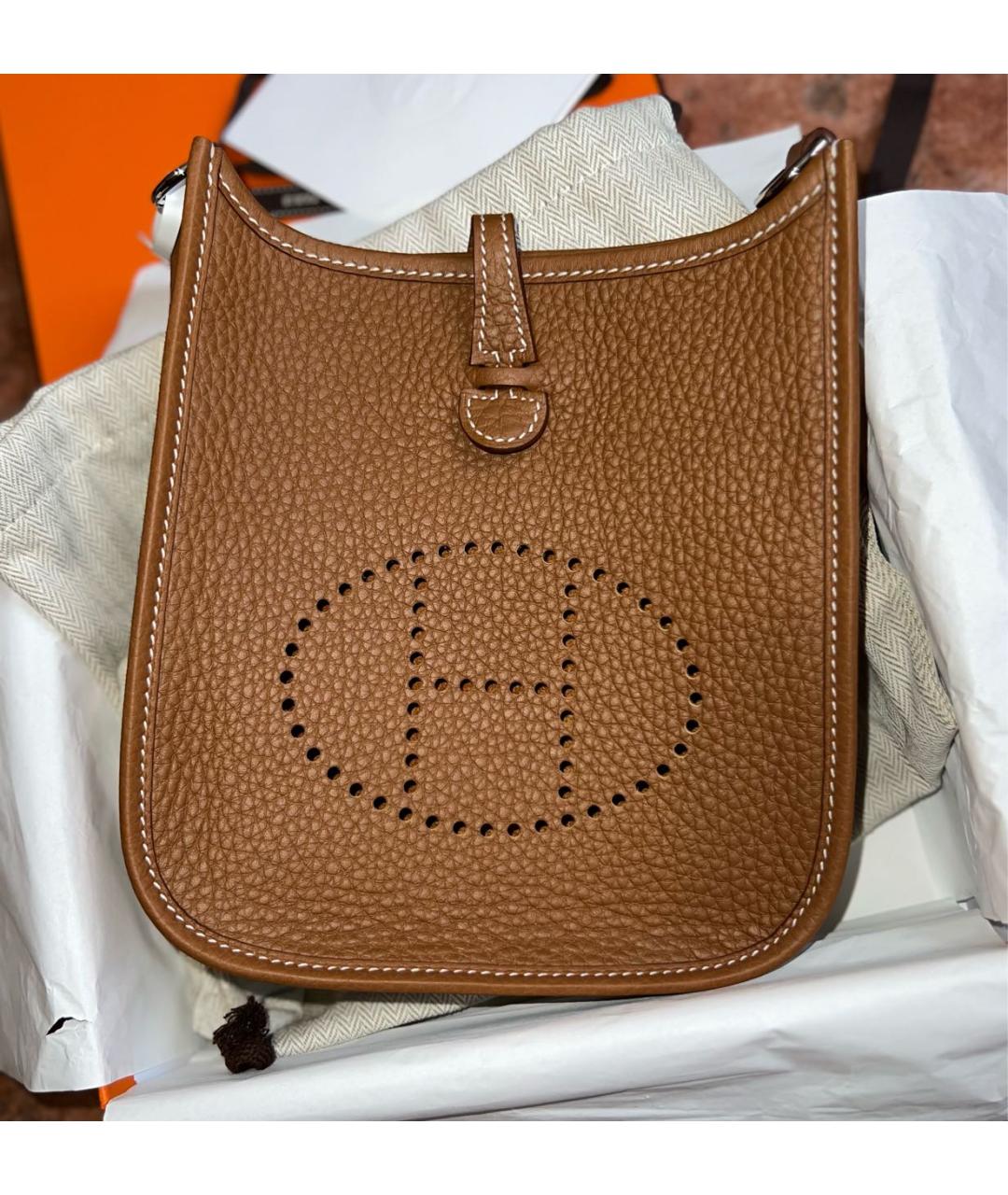 HERMES Коричневая кожаная сумка через плечо, фото 7