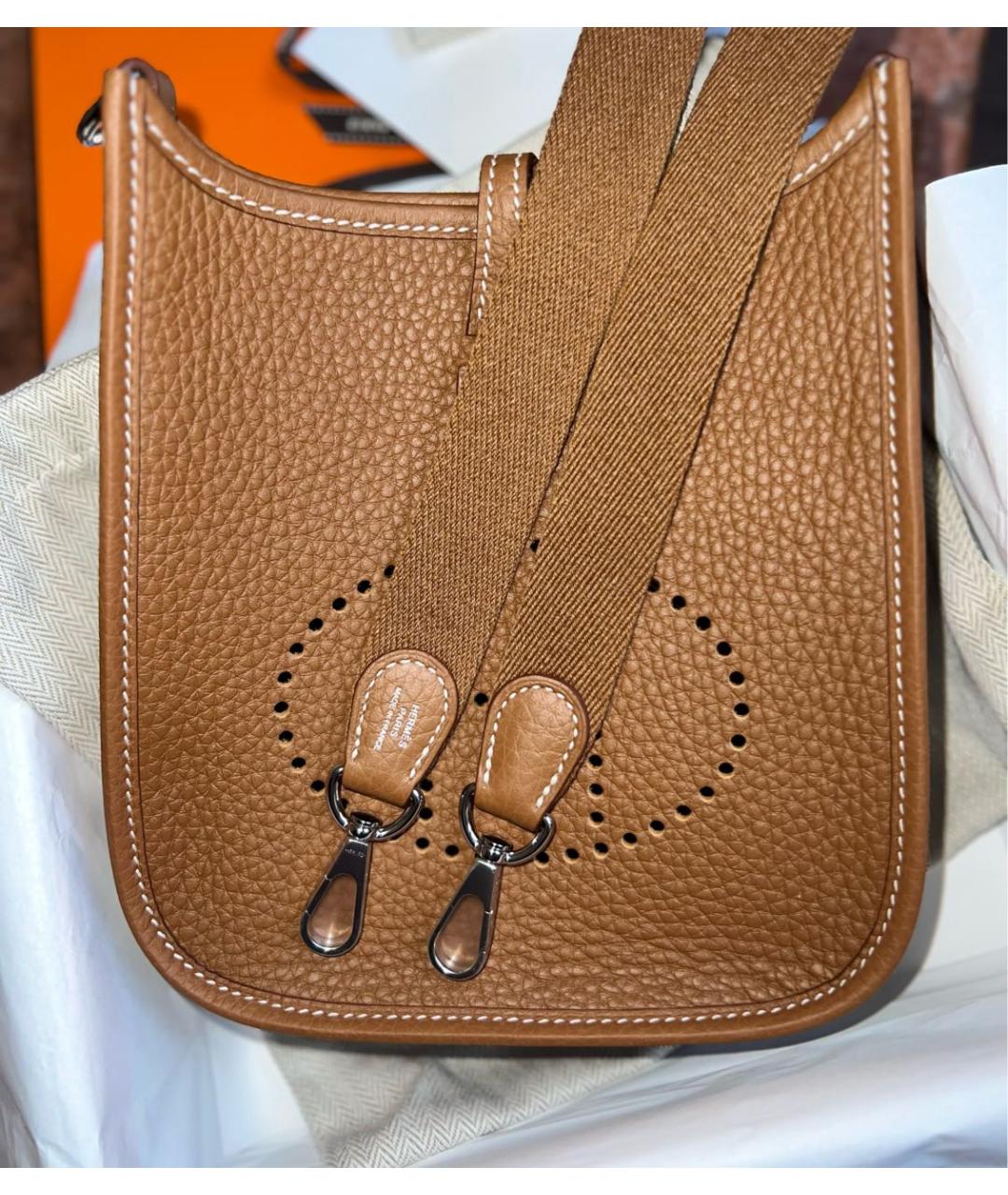 HERMES Коричневая кожаная сумка через плечо, фото 8