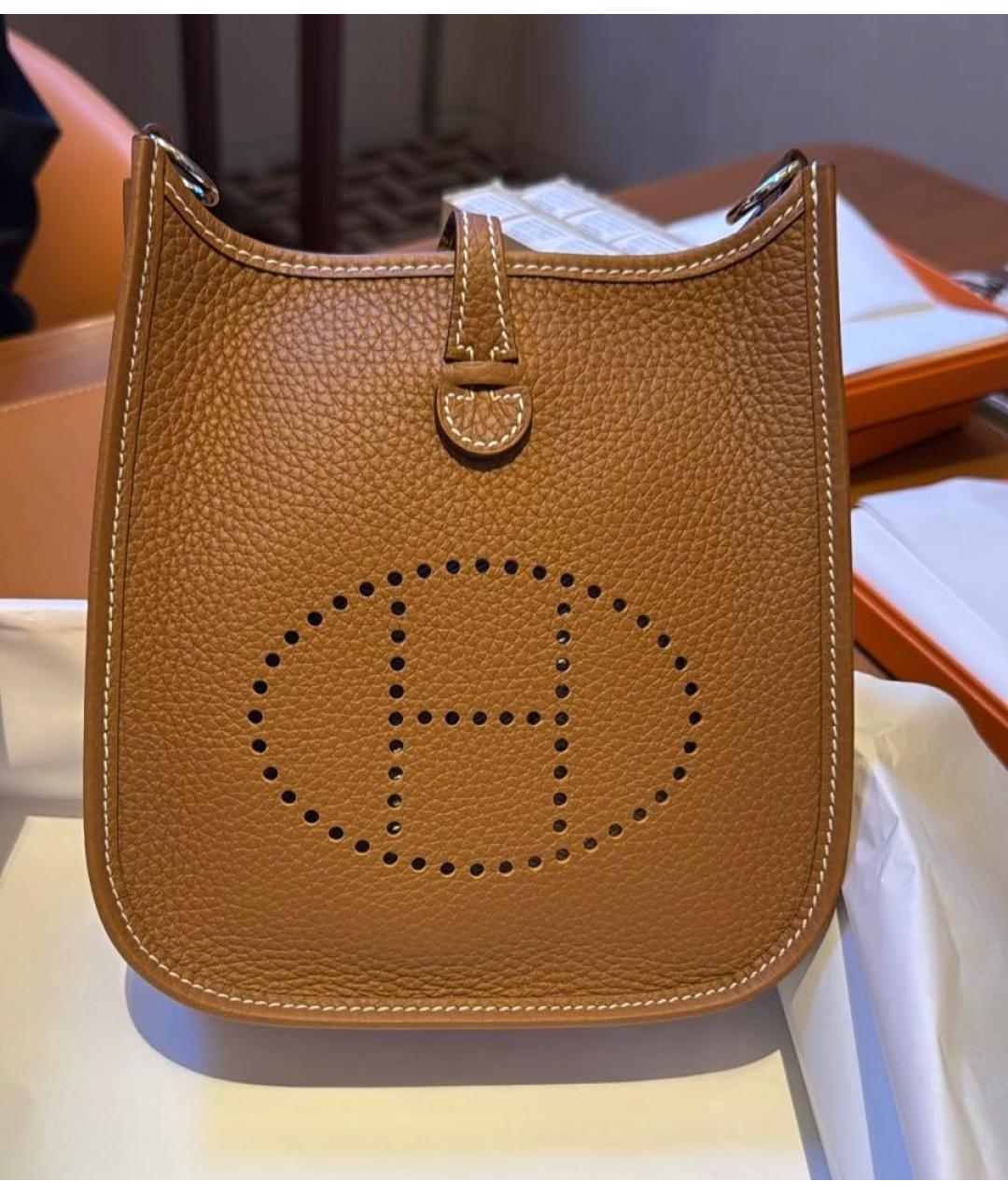 HERMES Коричневая кожаная сумка через плечо, фото 4
