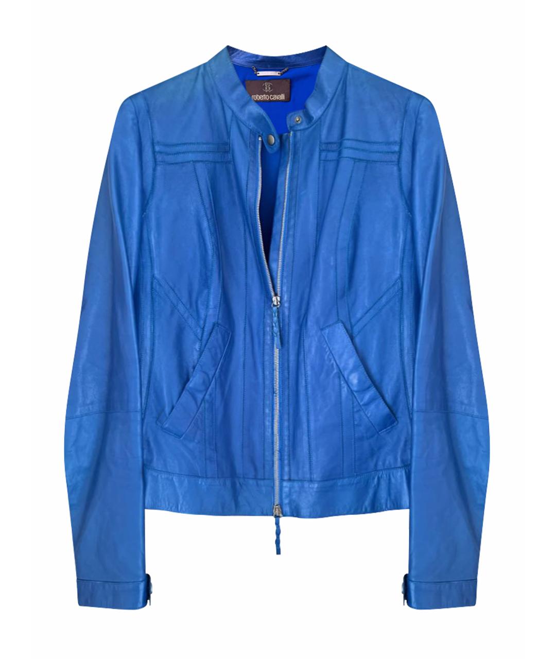 ROBERTO CAVALLI Темно-синяя кожаная куртка, фото 1