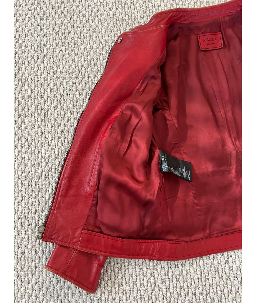 PRADA Бордовая кожаная куртка, фото 8