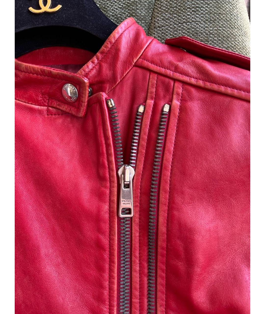 PRADA Бордовая кожаная куртка, фото 7